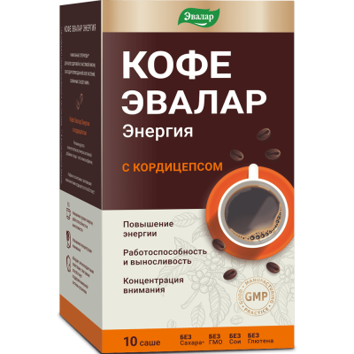 Растворимый кофе с кордицепсом Organic Evalar energy/ Энергия Эвалар